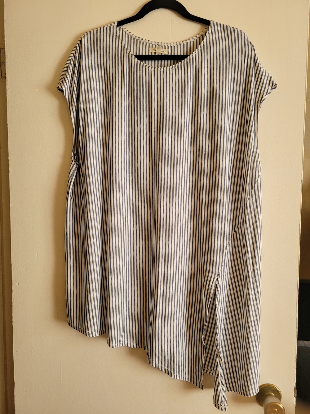 Max Studio Navy & White Pinstripe Shirt